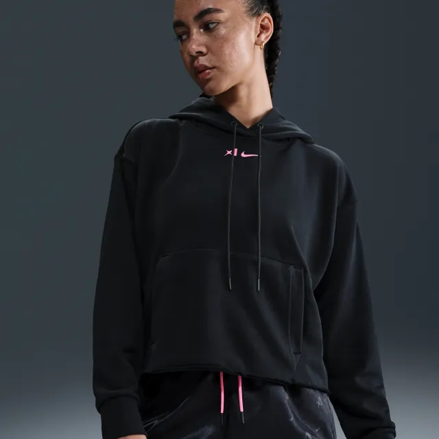 Nike A'ja Wilson Women's Oversized Cropped Basketball Hoodie - Black - Fleece