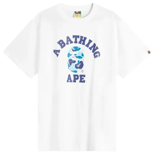 A Bathing Ape Men's Abc Camo College Tee White X Blue
