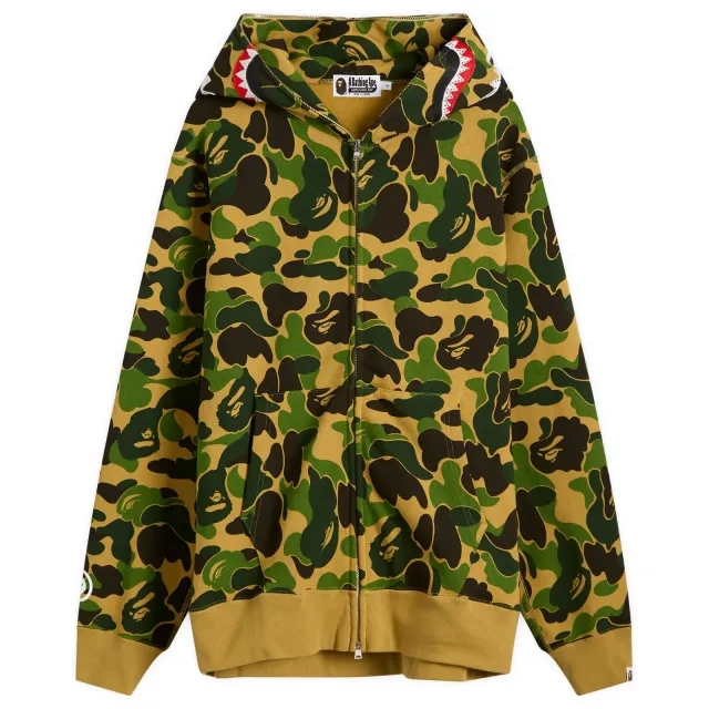 A Bathing Ape Men's Abc Camo Crystal Stone Shark Full Zip Hoodie Green
