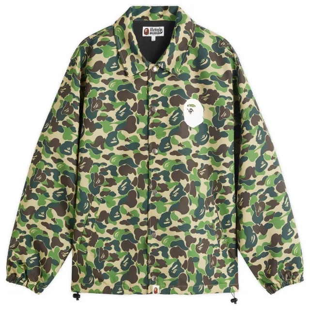 A Bathing Ape Men's Abc Camo Nyc Logo Coach Jacket Green