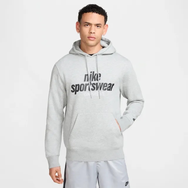 Nike Club Men's Fleece Pullover Hoodie - Grey - Cotton/Polyester