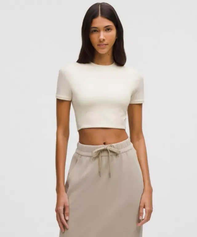 lululemon – Women's Wundermost Ultra-Soft Nulu Crewneck Cropped T-Shirt – Color White – Size L
