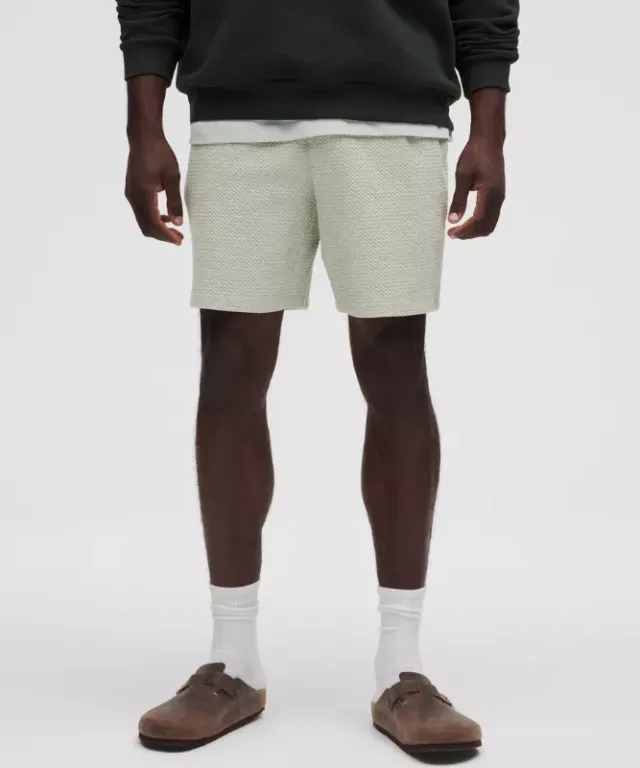 lululemon – Men's Textured Double-Knit Shorts – 7" – Color Green/Black – Size L