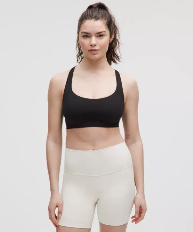 lululemon – Women's FlexyFlex Strappy Yoga Sports Bra Light Support, D-DDD Cups – Color Black – Size L/XL