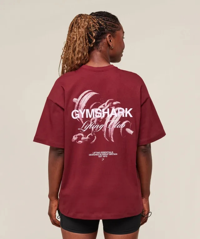  Forged By Iron Graphic Oversized T-Shirt - Sets Red