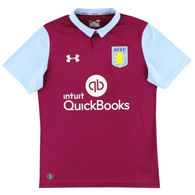 2016-17 Aston Villa Under Armour Home Shirt L - Aston Villa / Excellent / Large