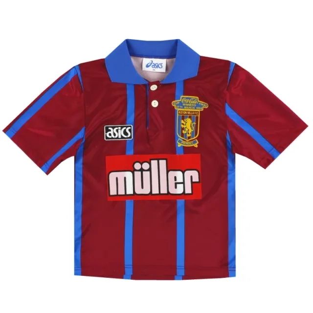 1994 Aston Villa Asics 'Coca Cola Cup Winners' Home Shirt L.Boys - Aston Villa / Excellent / Youth