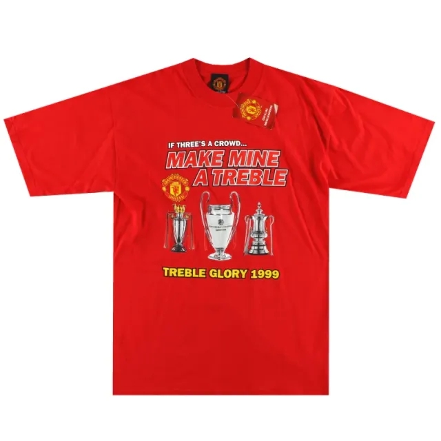 1999 Manchester United 'Make Mine A Treble' Graphic Tee *w/tags*L - Manchester United / w/tags / Large