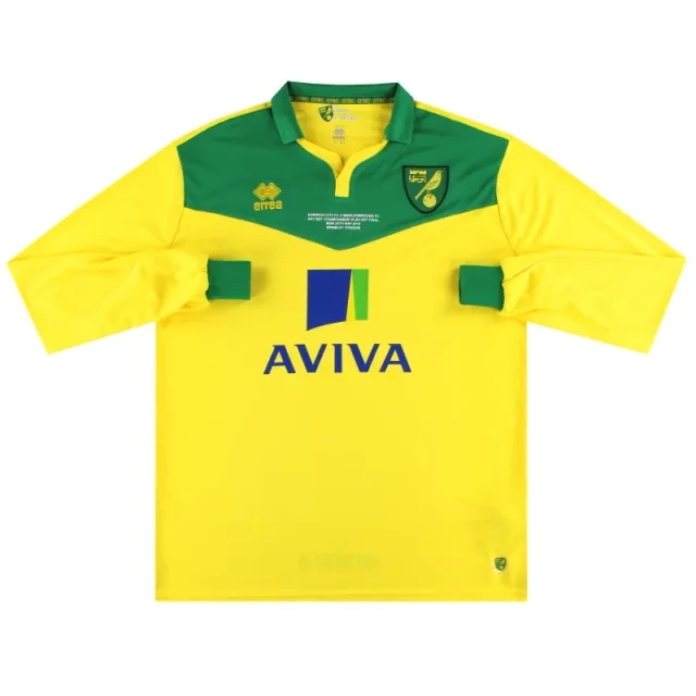 2014-15 Norwich City Errea 'Play-Off' Home Shirt L/S 4XL - Norwich City / Excellent / 4XL