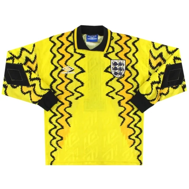 1992-93 England Umbro Goalkeeper Shirt #1 M.Boys - England / Excellent / Youth