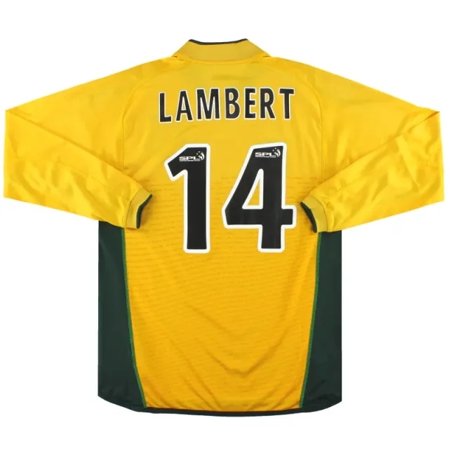 2002-03 Celtic Umbro 'Champions' Away Shirt Lambert #14 L/S M - Celtic / Excellent / Medium