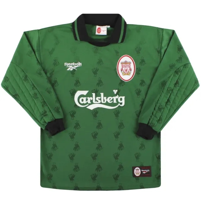 1996-97 Liverpool Reebok Goalkeeper Shirt S - Liverpool / Very Good / Small