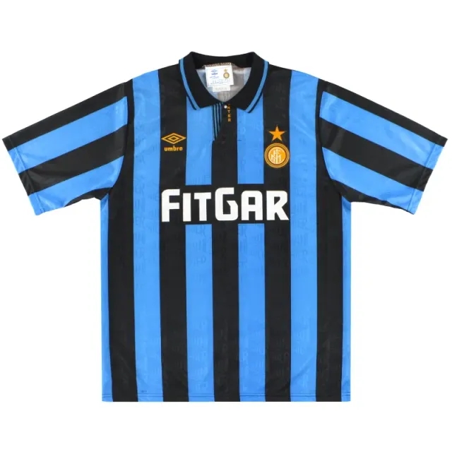 1991-92 Inter Milan Umbro Home Shirt L - Inter Milan / Excellent / Large