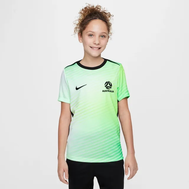 Australia Academy Pro Older Kids' Nike Dri-FIT Football Pre-Match Short-Sleeve Top - Green - Polyester