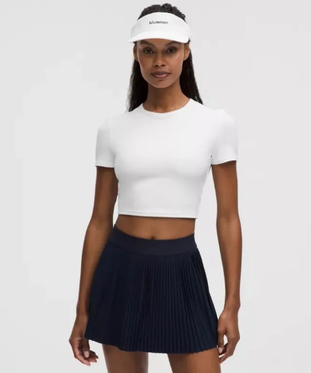 lululemon – Women's Tight-Fit Cropped Shelf-Bra T-Shirt Medium Support, B/C Cup – Color White – Size L