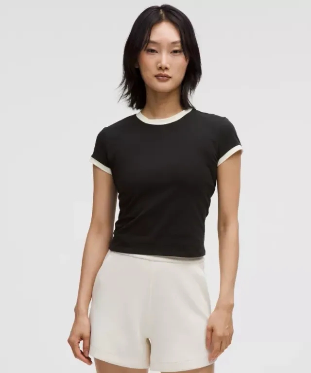 lululemon – Women's Organic Ringer Baby Tee – Color Black – Size L