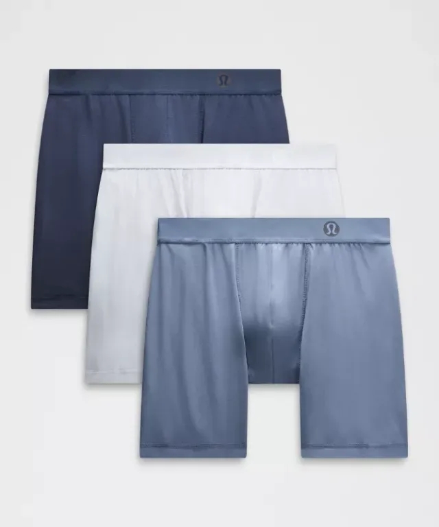 lululemon – Men's Always In Motion Long Boxer Briefs 3 Pack – 7" – Color Blue/White – Size L