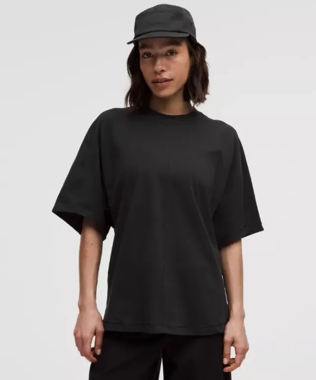 lululemon – Women's Jersey Oversized Stitch-Detail T-Shirt – Color Black – Size L