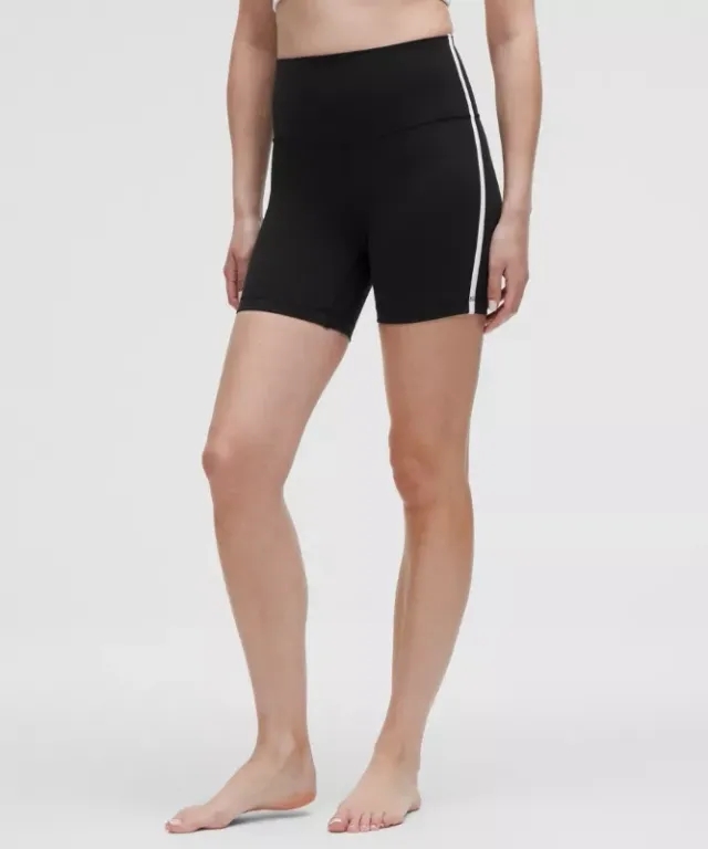 lululemon – Women's Align High-Rise Side-Stripe Shorts – 6" – Color Black/White – Size 0