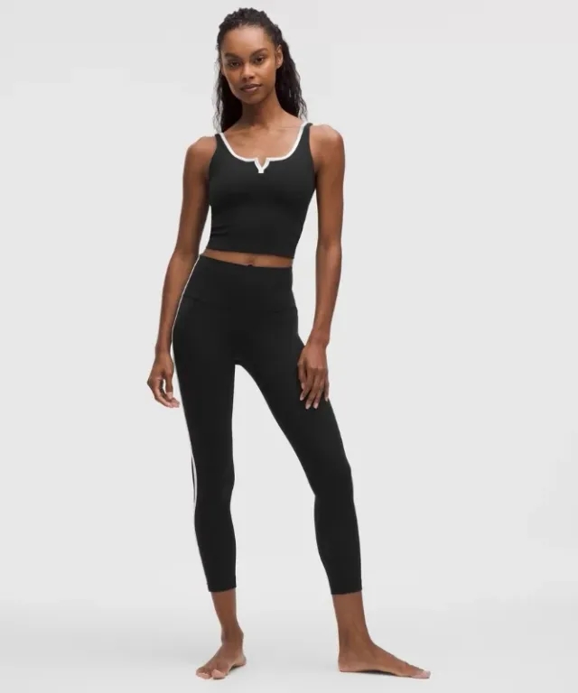 lululemon – Women's Align High-Rise Side-Stripe Tight Leggings – 25" – Color Black/White – Size 0