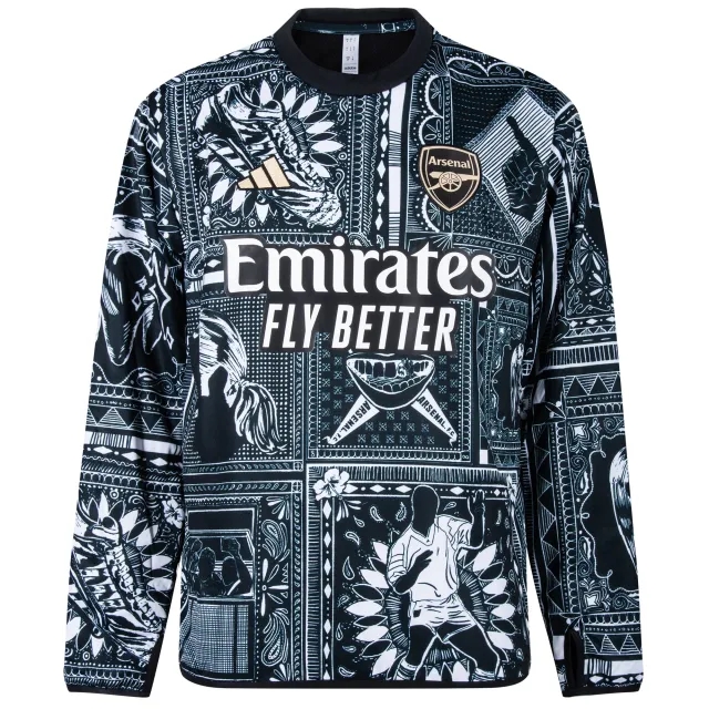 adidas Arsenal Ian Wright Pre-Match Sweat Top - Black/White - 2023-2024