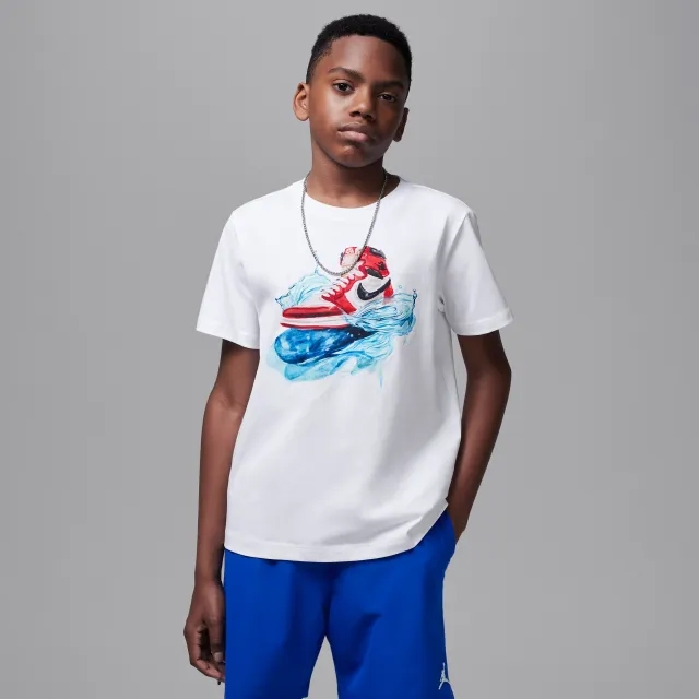 Nike Jordan Older Kids' AJ1 Wave T-Shirt - White