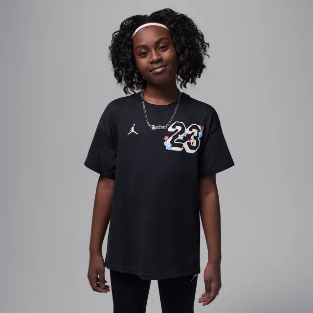 Nike Jordan Older Kids' Summer Bloom Oversized T-Shirt - Black - Cotton