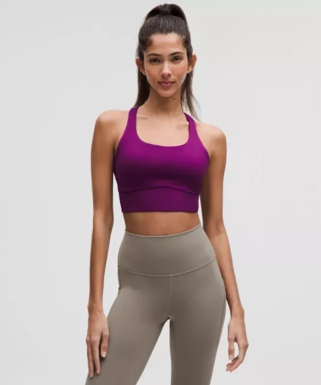 lululemon – Women's Energy Longline Sports Bra Medium Support, B-D Cups Evolve – Color Purple – Size L
