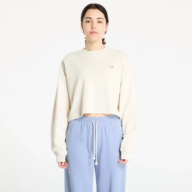 New Balance Women's Coastal Fleece Crew in Beige Cotton Fleece