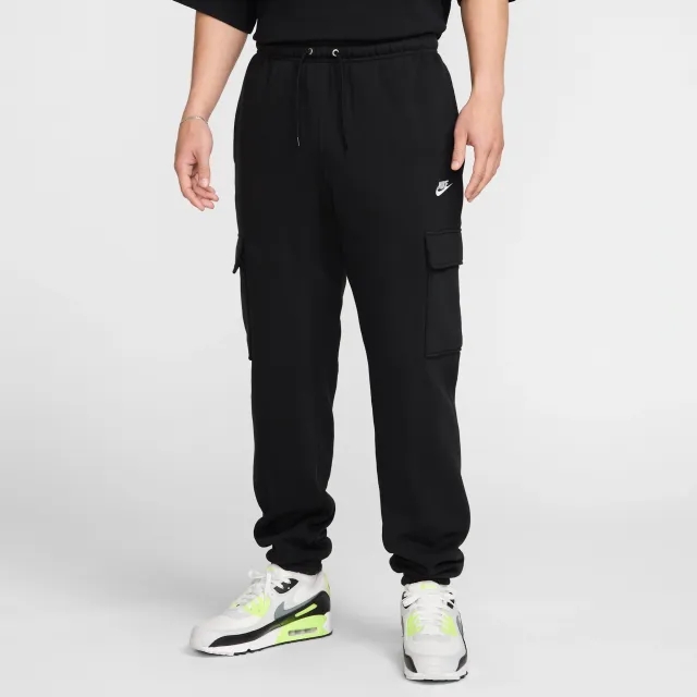 Nike Club Men's Fleece Cargo Trousers - Black - Cotton/Polyester
