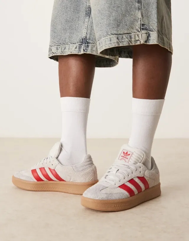 Adidas Originals Samba Xlg Trainers In Grey And Red