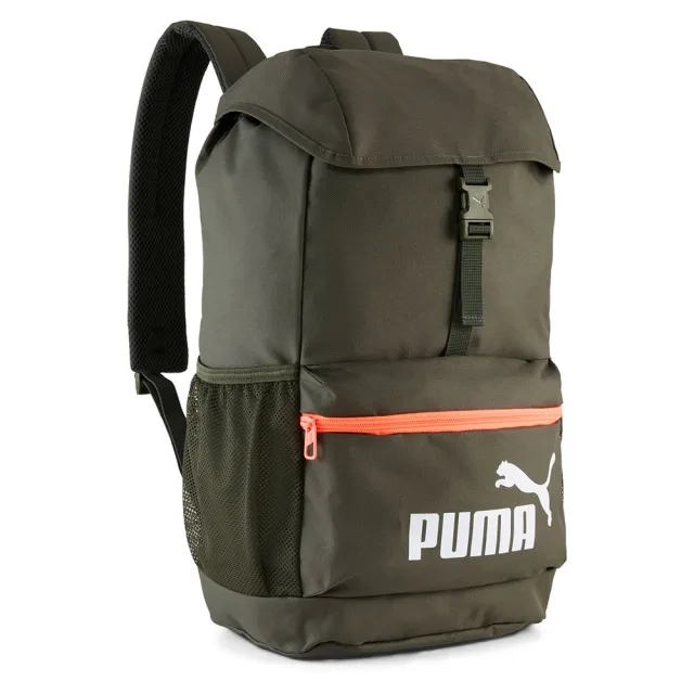 PUMA Phase Hooded 20L Backpack Youth, Dark Olive/Glowing Red