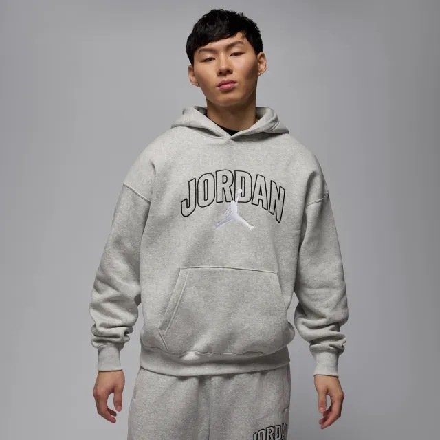Nike Jordan Brooklyn Fleece Men's Oversized Pullover Hoodie - Grey - Cotton/Polyester