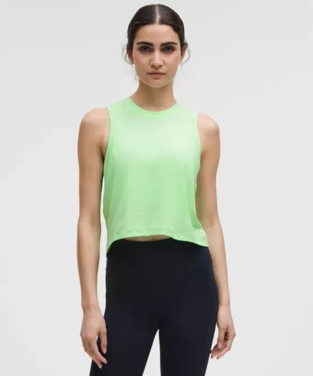 lululemon – Women's Swiftly High-Low Cropped Tank Top – Color Printed – Size 10