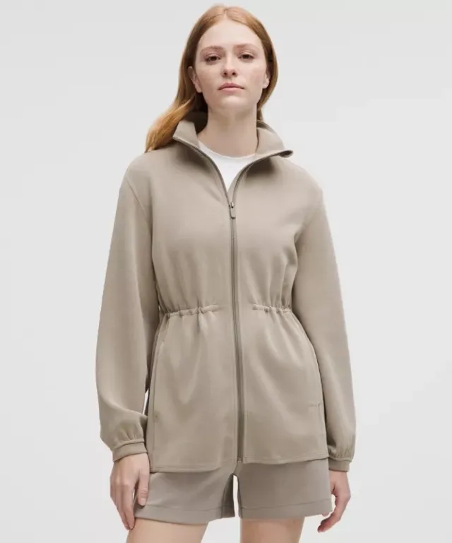 lululemon – Women's Softstreme Cinch-Waist Full-Zip Jacket – Color Grey/Khaki – Size L