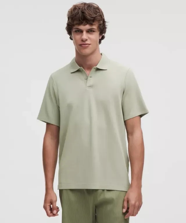 lululemon – Men's Pique Short-Sleeve Polo Shirt – Color Green/Pastel – Size L