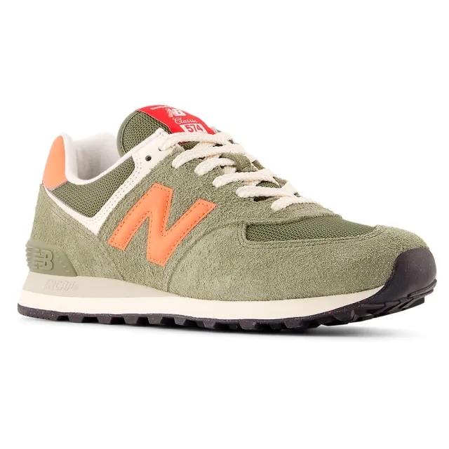 New Balance Unisex 574 in Green/Red Suede/Mesh