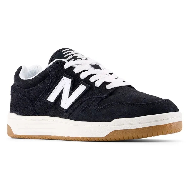 New Balance Kids' B480 in White/Black Suede/Mesh