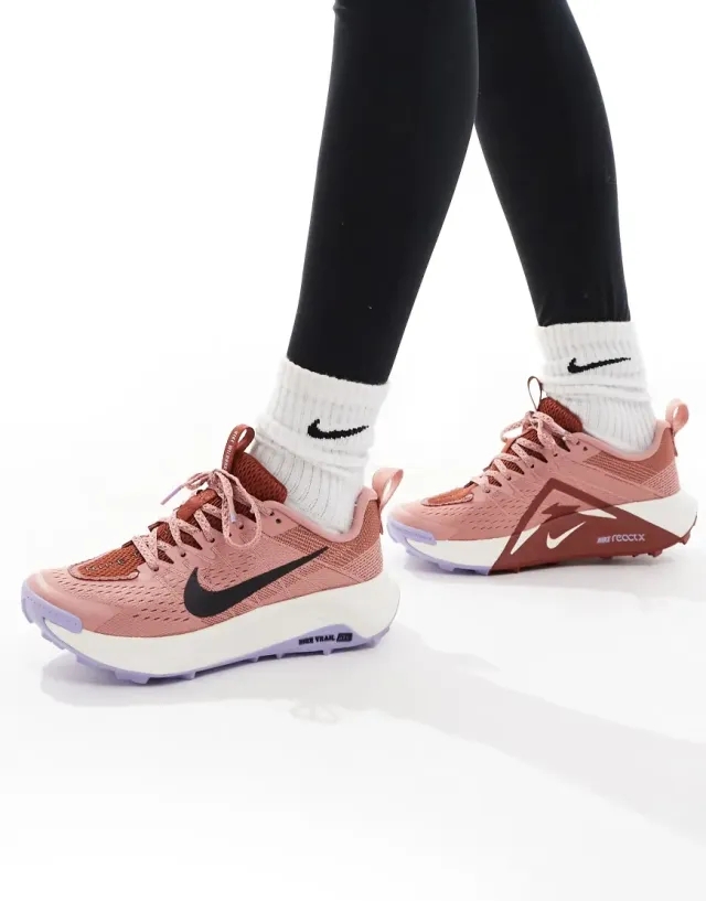 Nike Running Reactx Wildhorse Trainers In Pink And White