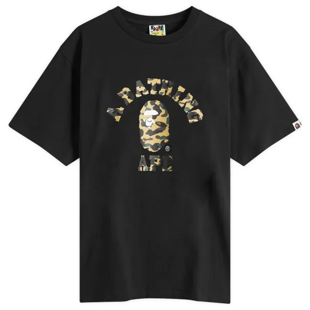 A Bathing Ape Men's 1St Camo College Tee Black X Yellow
