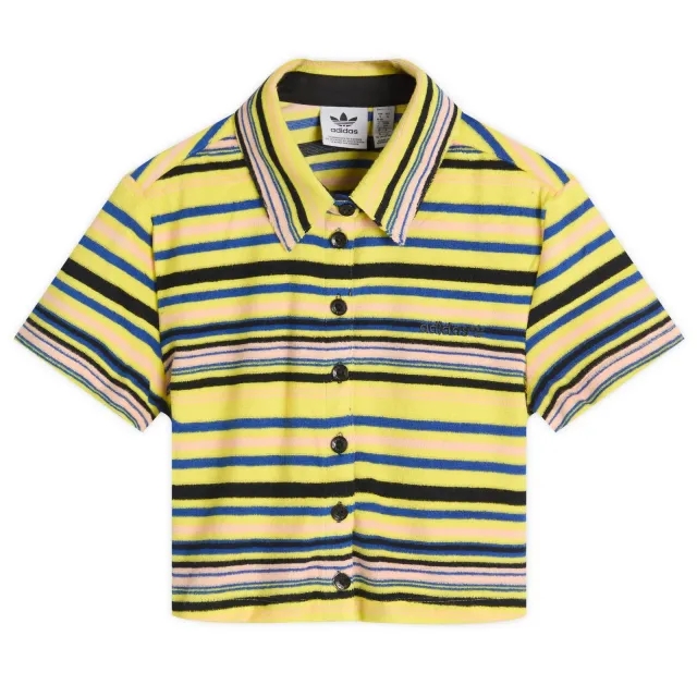 Adidas Women's Towel Button-Up Tee Pure Sulfur/Blue/Black