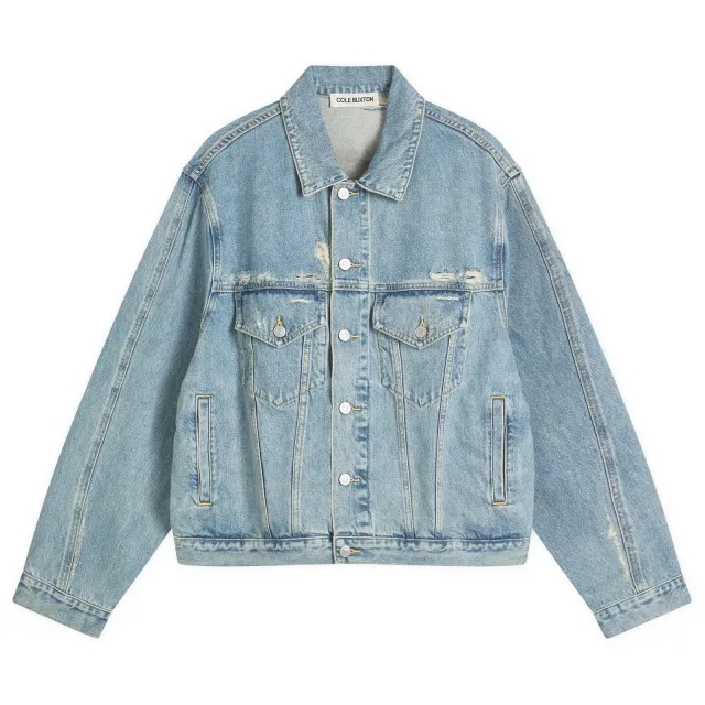 Cole Buxton Men's Washed Denim Jacket Blue