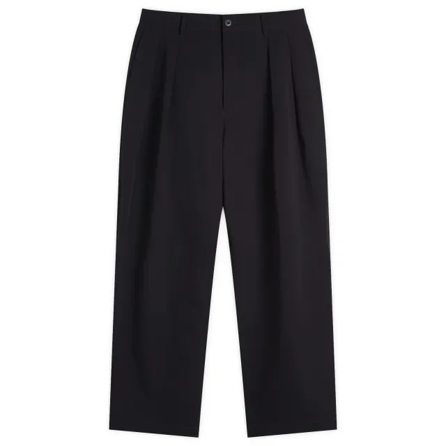 BEAMS Men's Mini Rip Pleated Trousers Navy