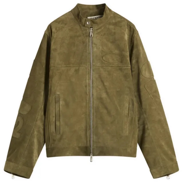 Cole Buxton Men's Suede Café Racer Jacket Khaki