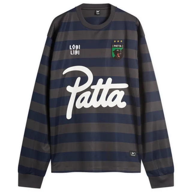 Patta Men's Stripe Long Sleeve Football Jersey Forged Iron
