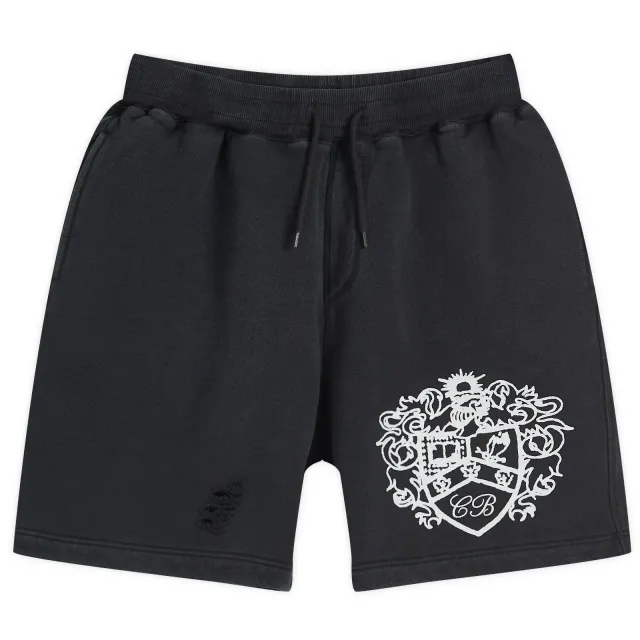 Cole Buxton Men's Distressed Collegiate Shorts Vintage Black
