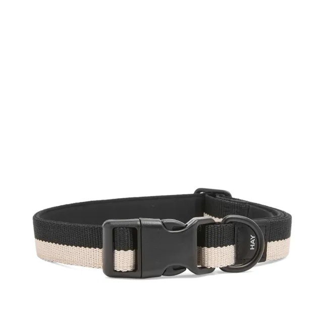 HAY Flat Dog Collar - Small/Medium Black/White