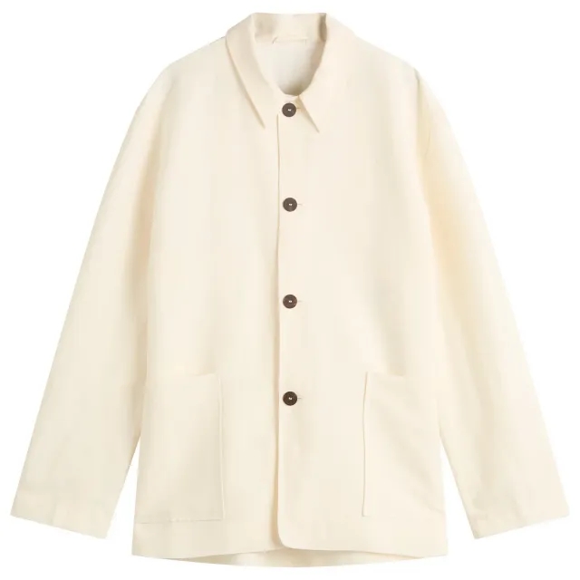 Studio Nicholson Men's Cotton Linen Shirt Jacket Parchment