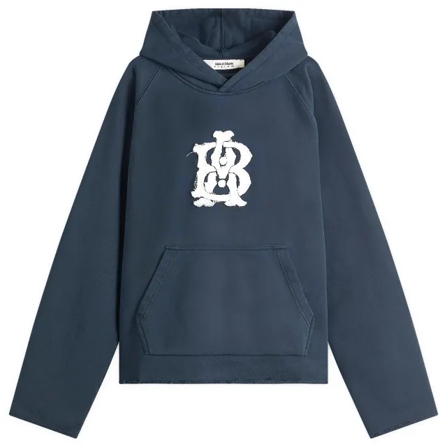 about:blank Men's Monogram Cut Off Hoodie Navy