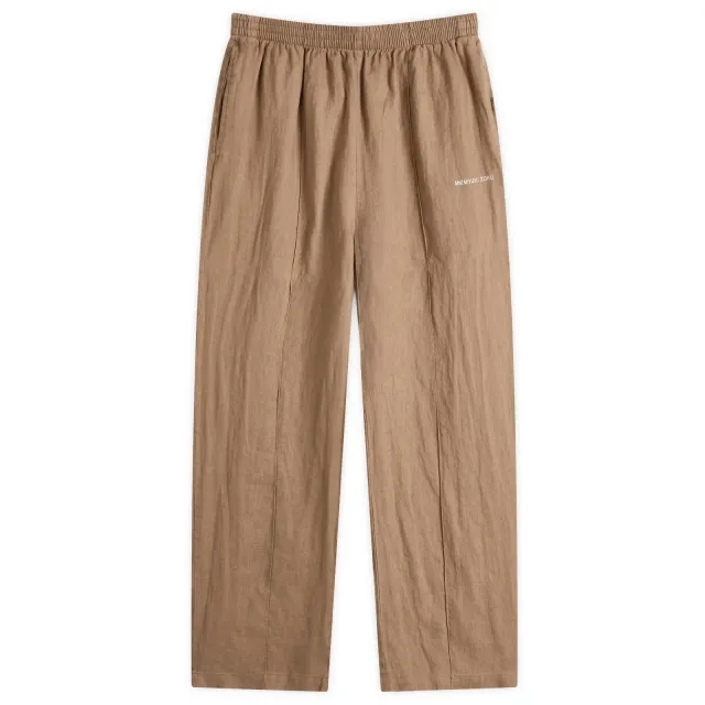 MKI Men's Linen Wide Leg Trousers Mushroom